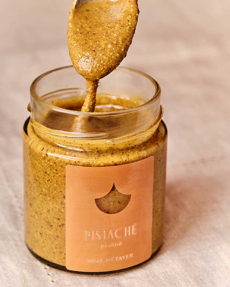 Pâtes à tartiner Praliné pistache par Nina Métayer